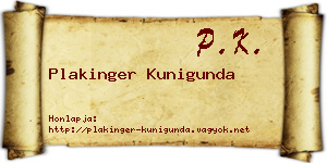 Plakinger Kunigunda névjegykártya